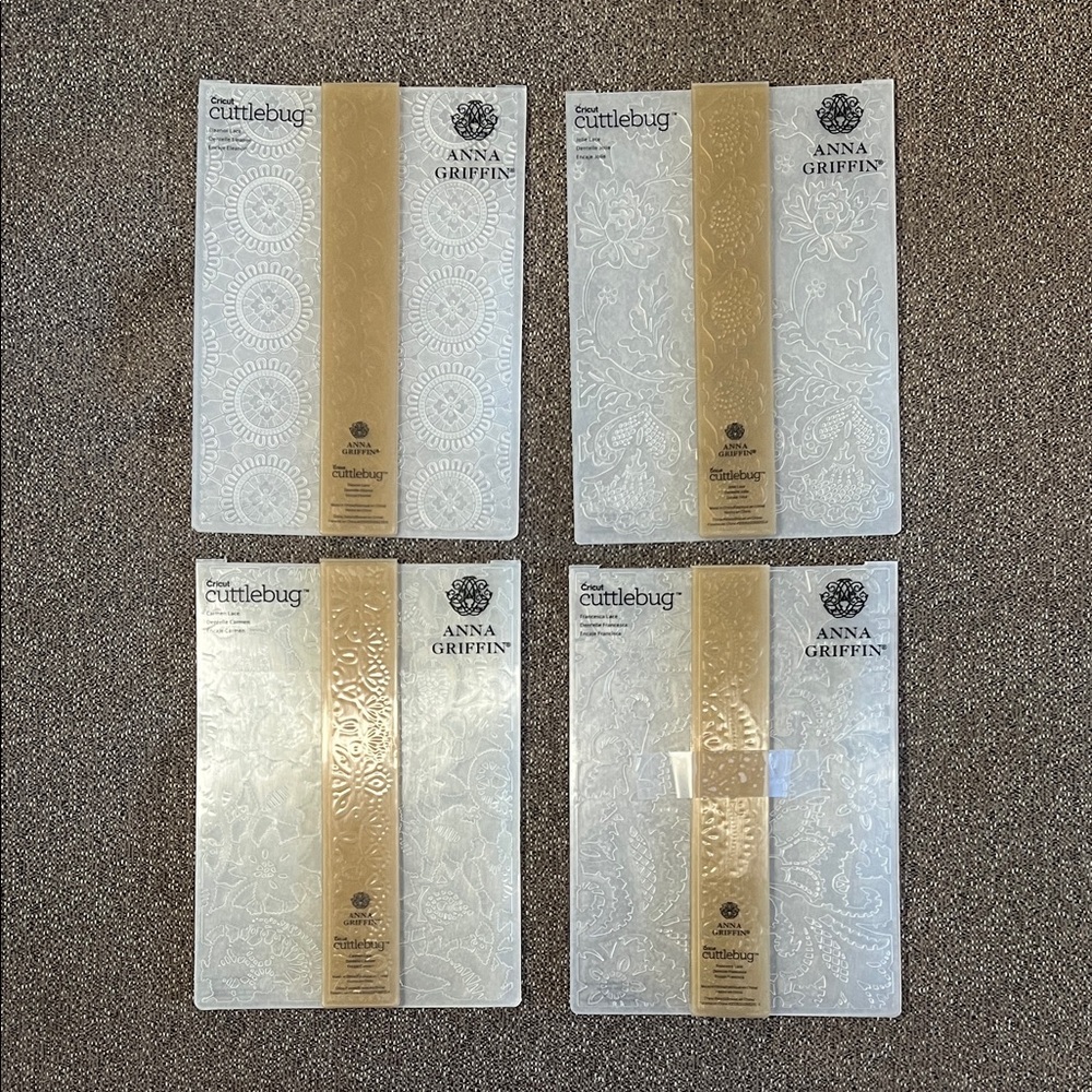 Anna Griffin Embossing Folders Lot Of 4 Lace Designs.